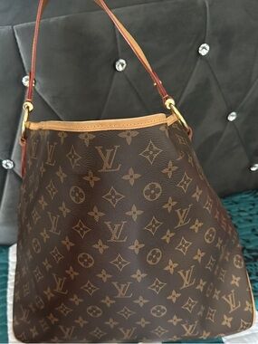 Louis Vuitton Monogram Canvas Shoulder Hobo with Tan Trim